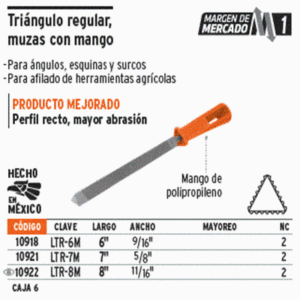 LTR-8M LIMA TRIANGULO REGULAR MUZA 8" C/MANGO TRUPER