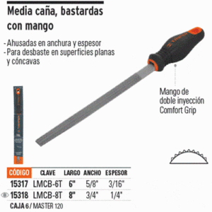 LMCB-6T LIMA MEDIA CAÑA BASTARDA 6" C/MGO COMFORT GRIP TRUPER