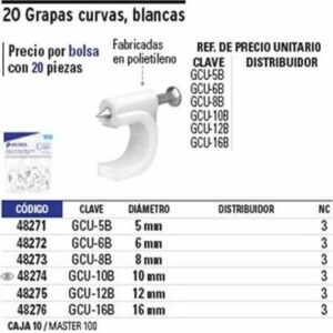 GCU-10B GRAPA CURVA PARA CABLE DE 10MM,      VOLTECK   MASTERF5