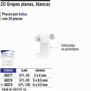 GPL-10B GRAPA PLANA PARA CABLE DE 10MM,  =VOLTECK   MASTERF5