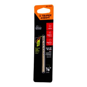 BAV-1/8-B, BROCA DE ALTA VELOCIDAD 1/8" EN BLISTER TRUPER ---3.17 MM---(3.1750MM) ………….XPERT