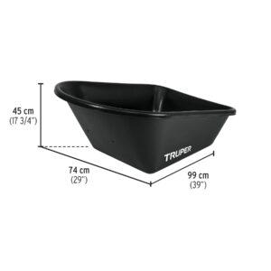 CAT-60PL , CARRETILLA PLASTICA NEGRA  LLANTA REF 6BAS/TUB 120 LTS TRUPER - Imagen 2