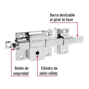 CB-50DB CERR BARRA DERECH FIJA LL/TETRA CROMO BLISTER HERMEX - Imagen 2