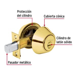 CERO-12  CERROJO DE SEG.DOBLE CILINDRO LATON BRIL   BLISTER HERMEX - Imagen 2