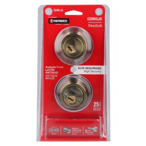 CERO-22 CERROJO DE SEG.DOBLE CILINDRO LATON ANTI   BLISTER HERMEX - Imagen 3