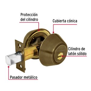 CERO-22 CERROJO DE SEG.DOBLE CILINDRO LATON ANTI   BLISTER HERMEX - Imagen 2