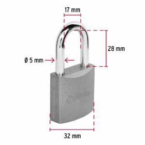 CHB-32L CANDADO METALICO GANCHO LARGO 32MM EN BLISTER HERMEX - Imagen 2