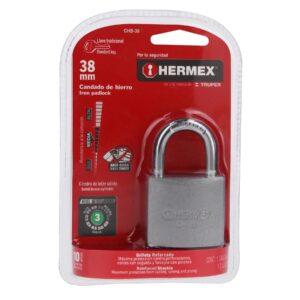 CHB-38 CANDADO DE HIERRO GANCHO STANDARD EN BLISTER 38MM  BLISTER  HERMEX - Imagen 3