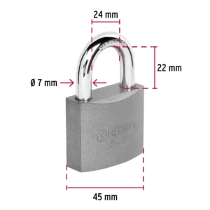 CHB-45 CANDADO CUERPO DE HIERRO GANCHO STANDARD 45MM  BLISTER  HERMEX - Imagen 2