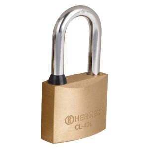CL-40L CANDADO LATON PULIDO GANCHO LARGO 40MM BLISTER HERMEX