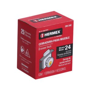CM-24C CERRADURA PARA MUEBLE MODELO 24 CROMO  BLISTER HERMEX - Imagen 4