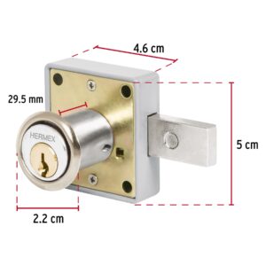 CM-26C CERRADURA PARA MUEBLE MODELO 26 CROMO  BLISTER HERMEX - Imagen 2