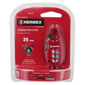 CMA-3C  CANDADO MALETERO DE COMBINACION 25MM BLISTER HERMEX - Imagen 3