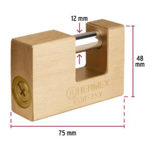 COR-75X CANDADO LATON SOLIDO 75MM LLAVE TETRA BLISTER HERMEX - Imagen 2
