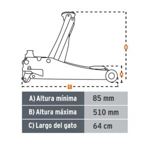 GAPRO-3PB GATO DE PATÍN PROF. 3 TONS, ELEV. RÁPIDA EN 9 MOV. TRUPER - Imagen 2