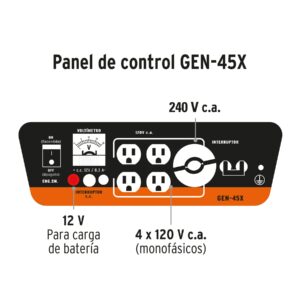 GEN-45X GENERADOR ELÉCTRICO A GASOLINA PORTATIL 4500 WA TRUPER - Imagen 4