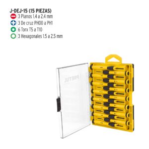 J-DEJ-15, JGO DE 15 DESARMADORES PARA JOYERO PRETUL - Imagen 2