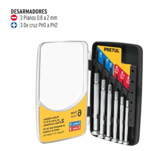 J-DEJ-6P, JGO. CON DESARMADORES METALICOS DE JOYERO ,6 PZS. PRETUL - Imagen 2