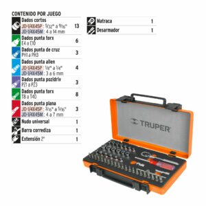 JD-1/4X45P JUEGO DE DADOS, CUADRO 1/4, 45 PIEZAS TRUPER - Imagen 2