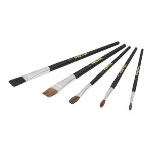 JPIN-5P JUEGO DE 5 PINCELES MANGO DE MADERA CON CASQUILLO DE METAL PRETUL