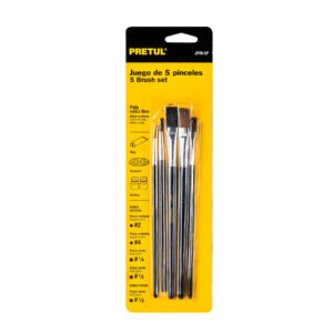 JPIN-5P JUEGO DE 5 PINCELES MANGO DE MADERA CON CASQUILLO DE METAL PRETUL - Imagen 2