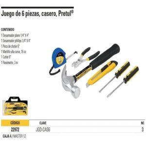 JGO-CAS6 , JGO D/HERRAMIENTAS CASERO 6 PZS BLISTER PRETUL