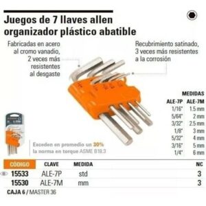 ALE-7P , JGO 7/LLAVES ALLEN 1/16-1/4ESTUCH/PLAST TRUPER