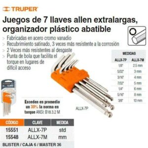 ALLX-7P , JGO 7 LL/ALLEN LARGAS C/BOLA 1/8-3/8EST TRUPER
