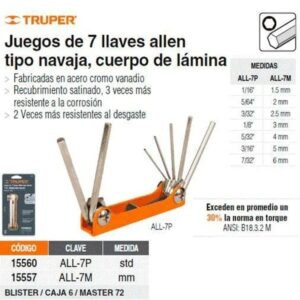 ALL-7M , JGO 7 LL/ALLEN 1.5-8MM EST/TIPO NAVAJA TRUPER