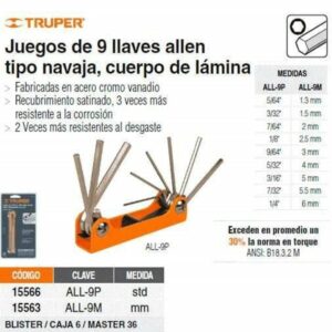 ALL-9M , JGO 9 LL/ALLEN 1.2-6MM EST/TIPO NAVAJA TRUPER