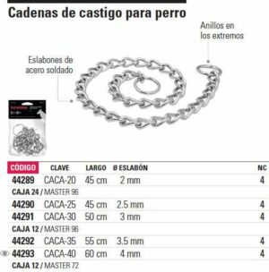 CACA-40 CADENA DE CASTIGO PARA PERRO 4MM FIERO