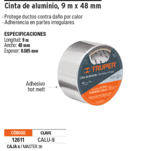 CALU-9=CALU-10 CINTA DE ALUMINIO 10 M TRUPER