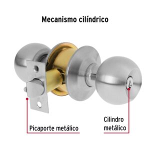 BAL-CM-EPB CERRADURA POMO PARA ENTRADA CROMO MATE  BLISTER HERMEX - Imagen 3