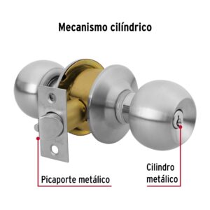 BAL-CM-RPB CERRADURA POMO PARA RECAMARA CROMO MATE  BLISTER HERMEX - Imagen 3
