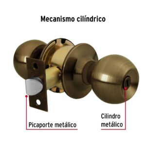 BAL-LA-BPB CERRADURA POMO PARA BAÑO LATON ANTIGUO BLISTER HERMEX - Imagen 3