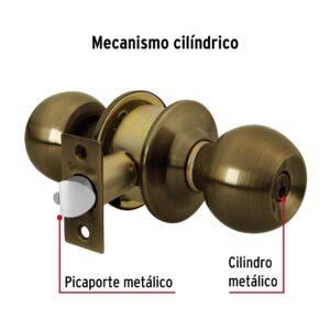 BAL-LA-EPB CERRADURA POMO PARA ENTRADA LATON ANTIGUO BLISTER HERMEX - Imagen 3