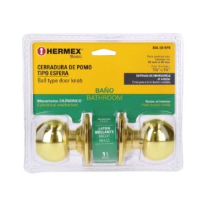 BAL-LB-BPB CERRADURA POMO PARA BAÑO LATON B.  BLISTER HERMEX - Imagen 5