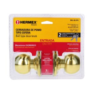 BAL-LB-EPB CERRADURA POMO PARA ENTRADA LATON B.  BLISTER HERMEX - Imagen 5