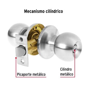 BALT-CM-BPB CERRADURA POMO PARA BAÑO CROMO MATE  BLISTER HERMEX - Imagen 3