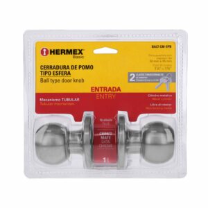 BALT-CM-EPB CERRADURA POMO PARA ENTRADA CROMO MATE BLISTER HERMEX - Imagen 5