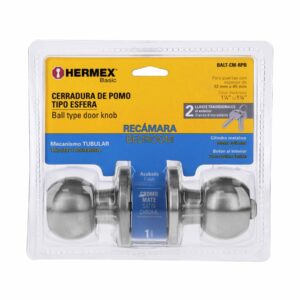 BALT-CM-RPB CERRADURA POMO REWCMARA CROMO MATE  BLISTER HERMEX - Imagen 5