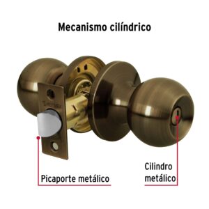 BALT-LA-BPB CERRADURA POMO PARA BAÑO LATON ANTIGUO  BLISTER HERMEX - Imagen 3