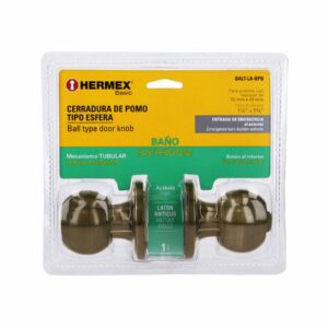 BALT-LA-BPB CERRADURA POMO PARA BAÑO LATON ANTIGUO  BLISTER HERMEX - Imagen 5
