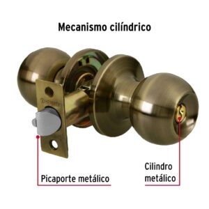 BALT-LA-RPB CERRADURA POMO PARA RECAMARA LATON ANTIGUO BLISTER HERMEX - Imagen 3