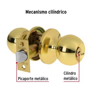 BALT-LB-BPB CERRADURA POMO PARA BAÑO LATON BRILLANTE  BLISTER HERMEX - Imagen 3