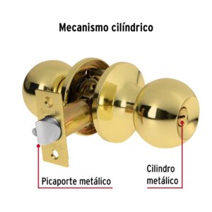 BALT-LB-EPB CERRADURA POMO PARA ENTRADA LATON BRILLANTE  BLISTER HERMEX - Imagen 3