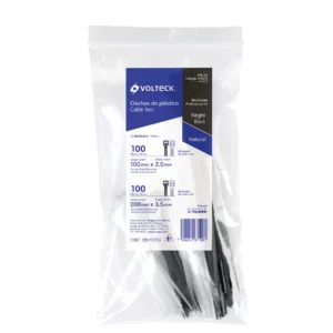 CIN-20 CINCHOPLASTICO NATURAL Y NEGRO DE 10 Y 20CM BOLSA C/200 VOLTECK