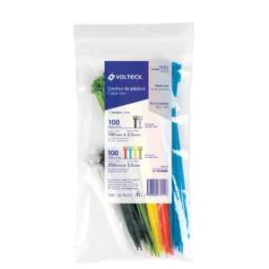 CIN-20C CINCHOPLASTICO NATURAL Y NEGRO 10CM Y 4 COLORES 20CM BOLSA C/200 PZA  VOLTECK