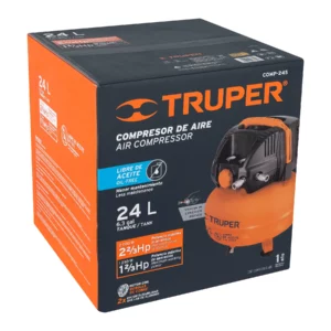 COMP-24S COMPRESOR DE AIRE LIBRE DE ACEITE 24 LTS SALIDA 1/4, 1" 2/3 HP TRUPER - Imagen 3