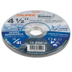 DICOF-4510I  DISCO ABRASIVO PARA CORTE EXTRAFINO DE ACERO INOXIDABLE  4 1/2" TRUPER - Imagen 2